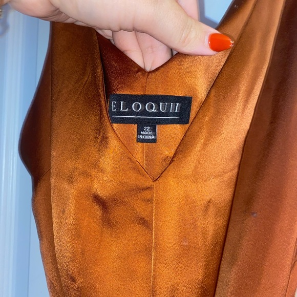 ELOQUII - rust satin maxi dress with belt - Picture 4 of 5